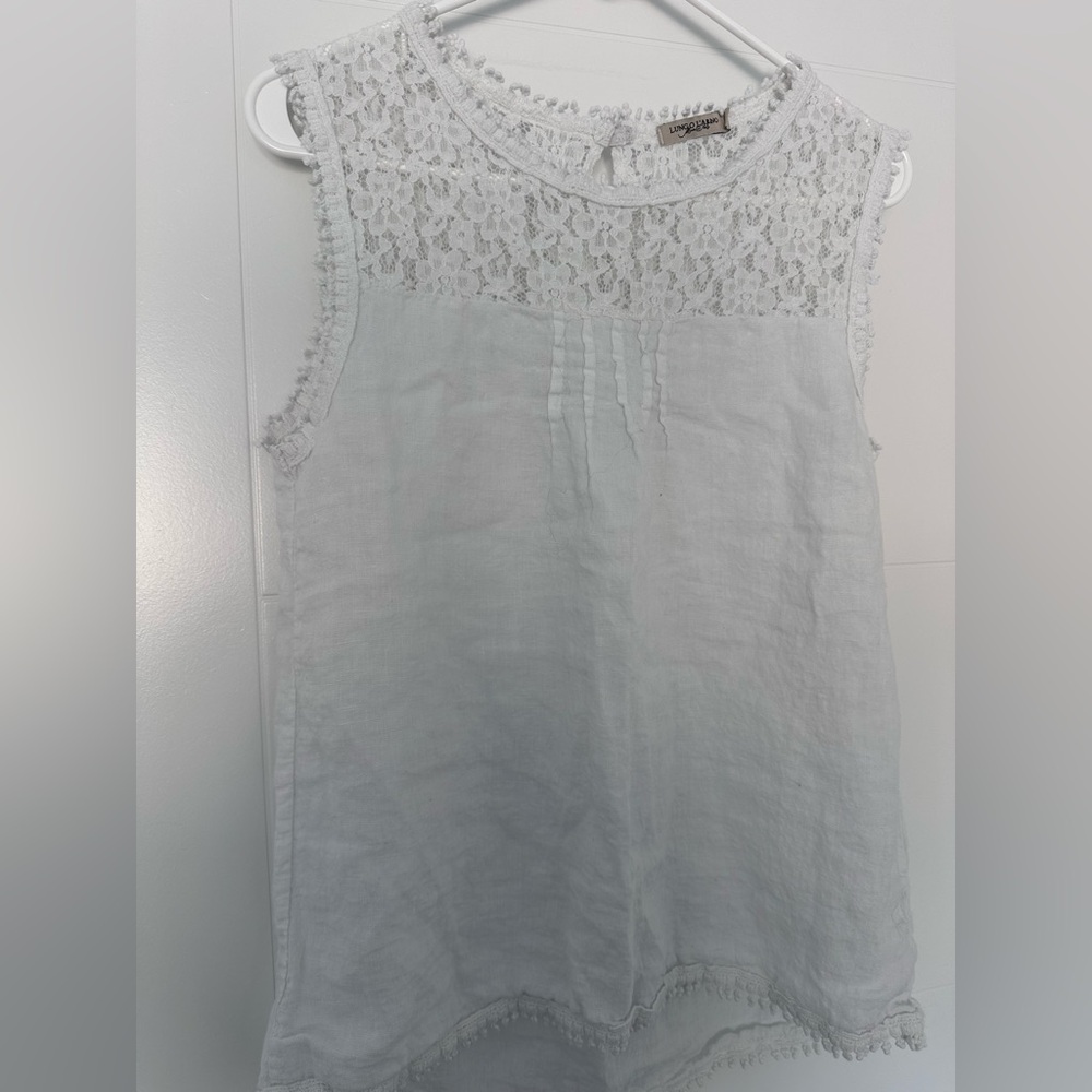 Lungo L’Arno 100% Linen Lace Tank Top | Size Small | Made in Italy